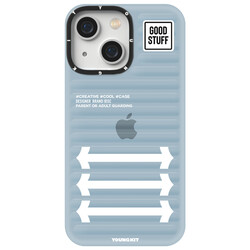 Apple iPhone 13 Kılıf YoungKit Luggage FireFly Serisi Kapak Mavi Açık