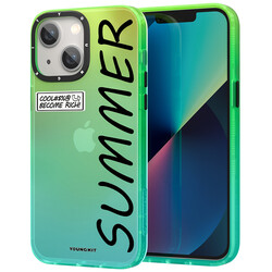 Apple iPhone 13 Kılıf YoungKit Summer Serisi Kapak Yeşil
