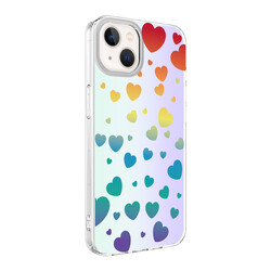 Apple iPhone 13 Kılıf Zore M-Blue Desenli Kapak Heart No3