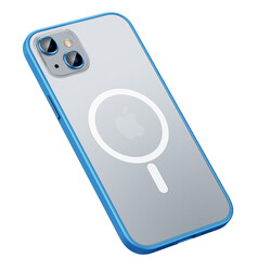 Apple iPhone 13 Kılıf Zore Mokka Wireless Kapak Mavi