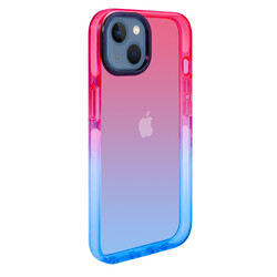 Apple iPhone 13 Kılıf Zore Renkli Punto Kapak Pembe-Mavi