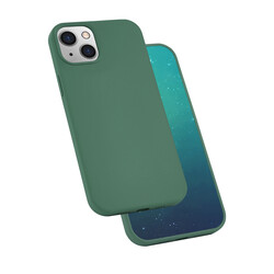 Apple iPhone 13 Kılıf Zore Silk Silikon Koyu Yeşil