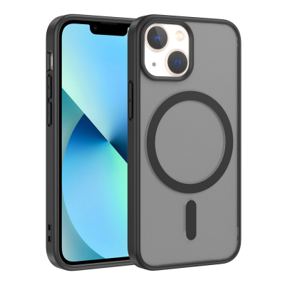 Apple iPhone 13 Mini Case M-safe Charging Feature Zore Flat Cover Black