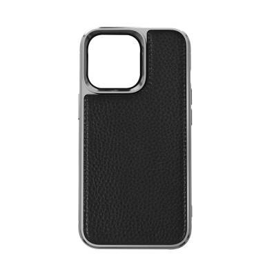 Apple iPhone 13 Mini Case Wiwu Genuine Leather Silver Calfskin Original Leather Cover Black