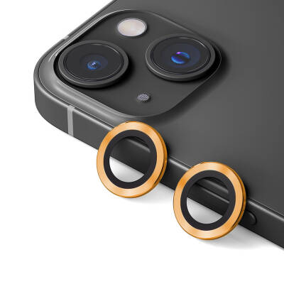 Apple iPhone 13 Mini Zore CL-12 Premium Safir Parmak İzi Bırakmayan Anti-Reflective Kamera Lens Koruyucu Turuncu