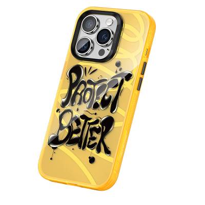 Apple iPhone 13 Pro Case Airbag TPU Text Themed Benks Dynamic New Cover Orange