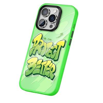 Apple iPhone 13 Pro Case Airbag TPU Text Themed Benks Dynamic New Cover Green