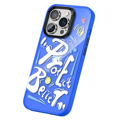 Apple iPhone 13 Pro Case Airbag TPU Text Themed Benks Dynamic New Cover Blue