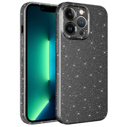 Apple iPhone 13 Pro Case Camera Protected Glittery Luxury Zore Cotton Cover Grey