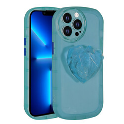 Apple iPhone 13 Pro Case Camera Protected Pop Socket Colorful Zore Ofro Cover Blue