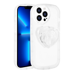 Apple iPhone 13 Pro Case Camera Protected Pop Socket Colorful Zore Ofro Cover White