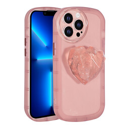 Apple iPhone 13 Pro Case Camera Protected Pop Socket Colorful Zore Ofro Cover Pink