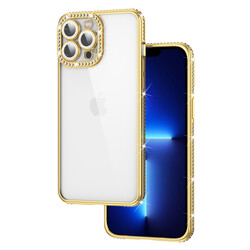 Apple iPhone 13 Pro Case Camera Protected Stone Zore Mina Cover Gold