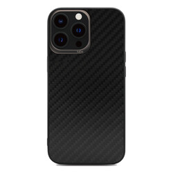 Apple iPhone 13 Pro Case Kajsa Carbon Fiber Collection Back Cover Black