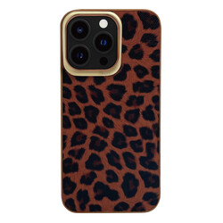 Apple iPhone 13 Pro Case Kajsa Glamorous Series Leopard Combo Cover Brown
