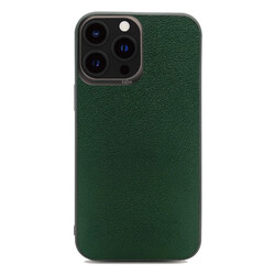 Apple iPhone 13 Pro Case ​Kajsa Luxe Collection Genuine Leather Cover Green