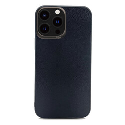 Apple iPhone 13 Pro Case ​Kajsa Luxe Collection Genuine Leather Cover Black