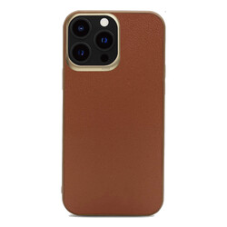 Apple iPhone 13 Pro Case ​Kajsa Luxe Collection Genuine Leather Cover Brown