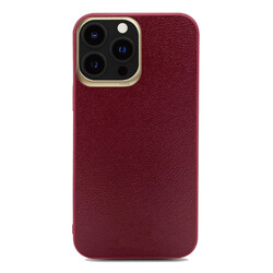 Apple iPhone 13 Pro Case ​Kajsa Luxe Collection Genuine Leather Cover Red