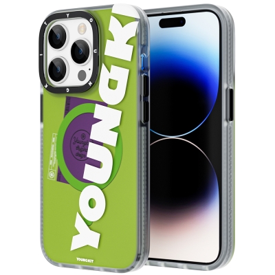 Apple iPhone 13 Pro Case Magsafe Charging Feature Youngkit Binfen Series Text Themed Cover Green
