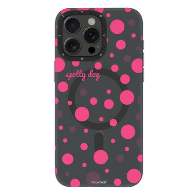 Apple iPhone 13 Pro Case Magsafe Charging Featured Polka Dot Patterned Youngkit Spots Series Cover Grey