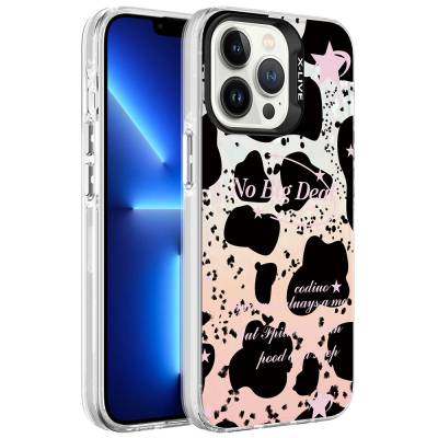 Apple iPhone 13 Pro Case Marble Pattern Zore Marbello Cover Siyah-Beyaz