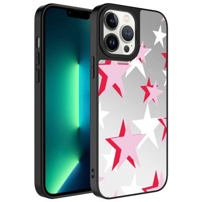 Apple iPhone 13 Pro Case Mirror Patterned Camera Protected Glossy Zore Mirror Cover Yıldız