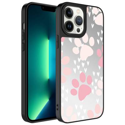 Apple iPhone 13 Pro Case Mirror Patterned Camera Protected Glossy Zore Mirror Cover Pati