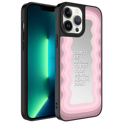 Apple iPhone 13 Pro Case Mirror Patterned Camera Protected Glossy Zore Mirror Cover Ayna