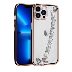 Apple iPhone 13 Pro Case Stone Decorated Camera Protected Zore Blazer Cover With Hand Grip Black