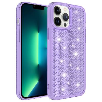 Apple iPhone 13 Pro Case With Airbag Shiny Design Zore Snow Cover Purple