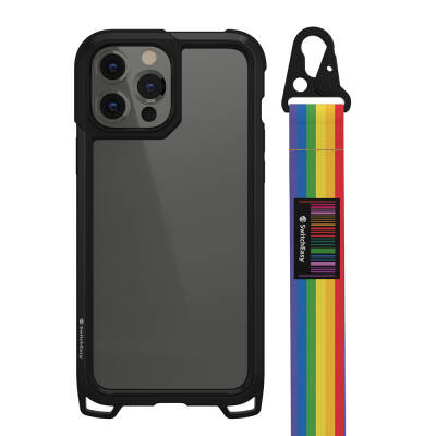 Apple iPhone 13 Pro Case with Neck Strap, Composite Design, Anti-Shock, Licensed Switcheasy Odyssey Cover Rainbow