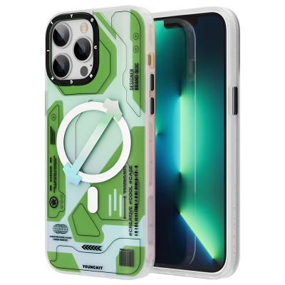 Apple iPhone 13 Pro Case YoungKit Metaverse Series Cover with Magsafe Charging Green