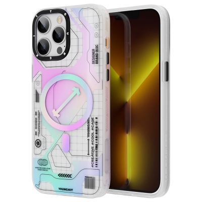 Apple iPhone 13 Pro Case YoungKit Metaverse Series Cover with Magsafe Charging White