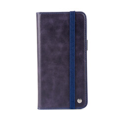 Apple iPhone 13 Pro Case Zore Genuine Leather Multi Cüzdan Case Navy blue