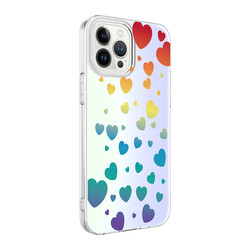 Apple iPhone 13 Pro Case Zore M-Blue Patterned Cover Heart No3