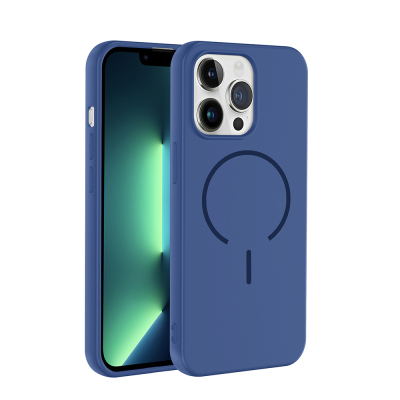 Apple iPhone 13 Pro Case Zore Meta Cover with M-safe Charging Feature Navy blue