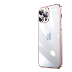 Apple iPhone 13 Pro Kılıf Sert PC Renkli Çerçeveli Zore Riksos Kapak Rose Gold