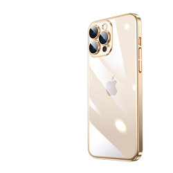 Apple iPhone 13 Pro Kılıf Sert PC Renkli Çerçeveli Zore Riksos Kapak Gold