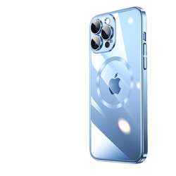 Apple iPhone 13 Pro Kılıf Wireless Şarj Özellikli Sert PC Zore Riksos Magsafe Kapak Mavi