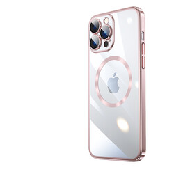 Apple iPhone 13 Pro Kılıf Wireless Şarj Özellikli Sert PC Zore Riksos Magsafe Kapak Rose Gold