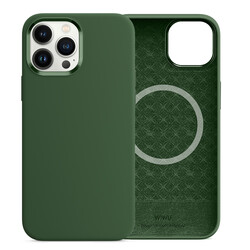 Apple iPhone 13 Pro Kılıf Wiwu Magsafe Magnetic Silikon Kapak Yeşil
