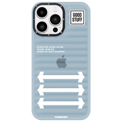 Apple iPhone 13 Pro Kılıf YoungKit Luggage FireFly Serisi Kapak Mavi Açık