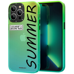 Apple iPhone 13 Pro Kılıf YoungKit Summer Serisi Kapak Yeşil