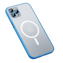 Apple iPhone 13 Pro Kılıf Zore Mokka Wireless Kapak Mavi