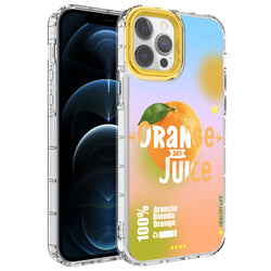 Apple iPhone 13 Pro Max Case Camera Protected Colorful Patterned Hard Silicone Zore Korn Cover NO3