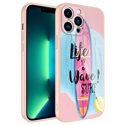 Apple iPhone 13 Pro Max Case Camera Protected Patterned Hard Silicone Zore Epoksi Cover NO10