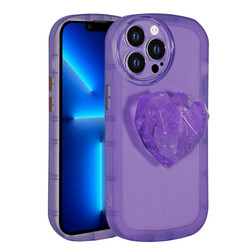 Apple iPhone 13 Pro Max Case Camera Protected Pop Socket Colorful Zore Ofro Cover Purple