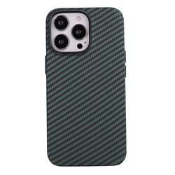 Apple iPhone 13 Pro Max Case Carbon Fiber Look Zore Karbono Cover Dark Green