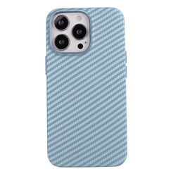 Apple iPhone 13 Pro Max Case Carbon Fiber Look Zore Karbono Cover Blue